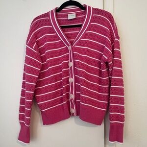 Varley Pink Striped Women's Cardigan